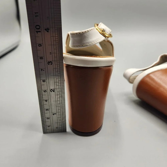 Vintage Platform Heels White Brown Italy Size 6 - Picture 13 of 13